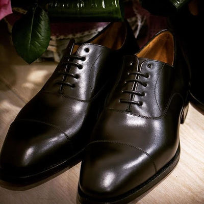 Black leather cap toe office wear lace up hand maker shoes - Thumbnail 2