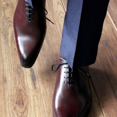 Burgundy black leather office wear narrow toe handmade formal shoes for mens