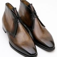 Mens Two Tone Leather Chukka Formal Lace Up Decent Boot - Thumbnail 4