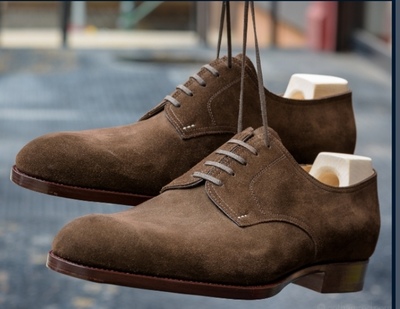Men Handmade Coffee Suede Decent Lace Up Formal Derby Shoes