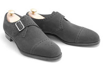 Oxfords Cap Toe Monk Strap Gray Suede Mens Handmade Shoes