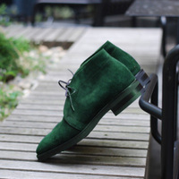 New Green Chukka Suede Handmade Casual Party Wear Boot - Thumbnail 1