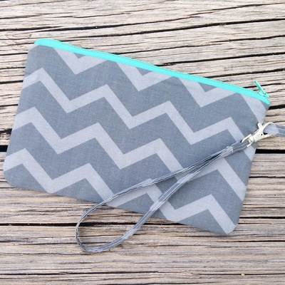 Grey chevron wristlet