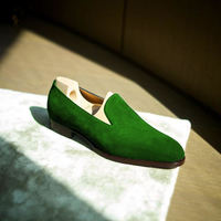 Men's Decent Green Tassels Loafer Slips On Handmade Occasion Suede Shoes - Thumbnail 1