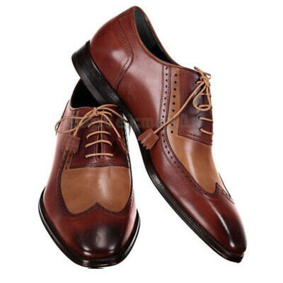 Handmade two tone oxfords leather dress shoes, best formal leather shoes for men