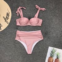Solid Color Sexy Split High Waist Bikini - Thumbnail 3