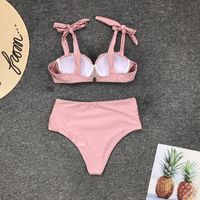 Solid Color Sexy Split High Waist Bikini - Thumbnail 4