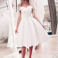 Elegant A-line Off-Shoulder Short Prom Evening Dress - Thumbnail 1