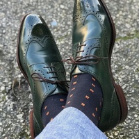 Men Handmade Dark Green Oxfords Wingtips Brogues Leather Casual Lace Up Shoes - Thumbnail 1