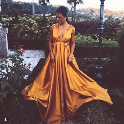 Deep v neck gold prom dresses under 100 - Thumbnail 5