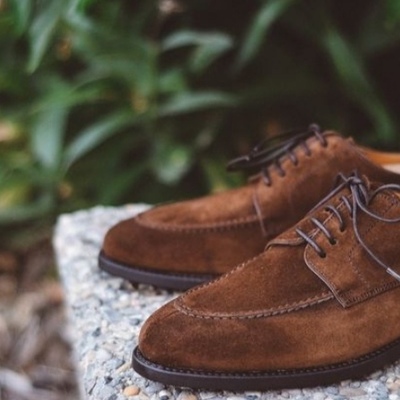 Mens dark brown suede splitoe lace up formal handmade office shoes