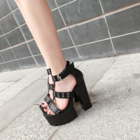 Black Gothic Gladiator Platform Sandals - Thumbnail 2