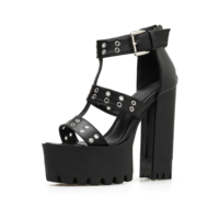 Black Gothic Gladiator Platform Sandals - Thumbnail 1