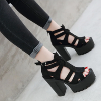 T Strap Black Summer Fashion Sandals - Thumbnail 2