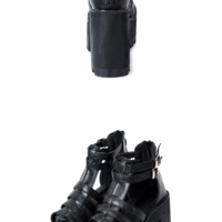 Black Gothic Punk High Heels Fashion Sandals - Thumbnail 5