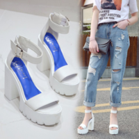 Black Chunky Heel Platfrom Sandals - Thumbnail 2