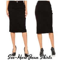 BLACK MID-LENGTH SKIRT - Thumbnail 2