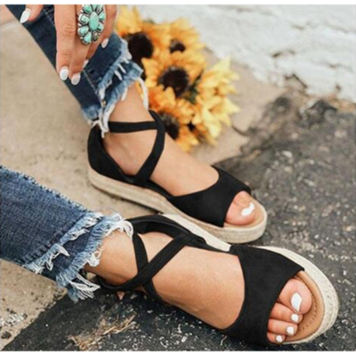 Cross strap casual platfrom summer sandals - Thumbnail 3