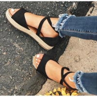 Cross Strap Casual Platfrom Summer Sandals - Thumbnail 1