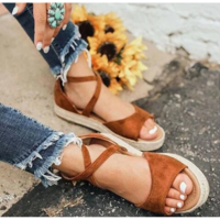 Cross Strap Casual Platfrom Summer Sandals - Thumbnail 3