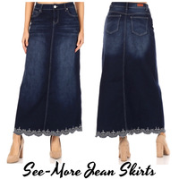 PARIS LONG DARK WASH DENIM SKIRT - Thumbnail 1
