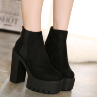 Stylish Zip up Back Black Ankle Boots - Thumbnail 1