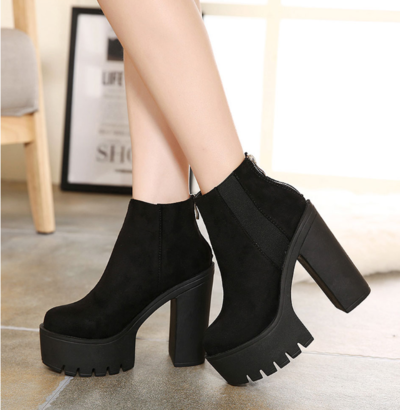 Stylish Zip up Back Black Ankle Boots