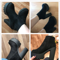 Stylish Zip up Back Black Ankle Boots - Thumbnail 6