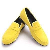 New Handmade Yellow suede leather yellow color slip on shoes men's styles - Thumbnail 1