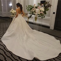 Luxurious Ball Gown Hlater High Neck Backless Sequins Wedding Dresses with Pockets - Thumbnail 1