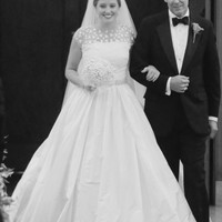 Princess A-Line Round Neck Cap Sleeves Lace Wedding Dresses - Thumbnail 2