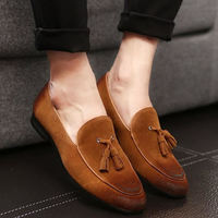 Casual Wear Loafers Brown Black Tone Suede Tassels Handmade Shoes - Thumbnail 4