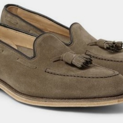 Mens camel suede handmade tassels loafers slips on moccasin shoes
