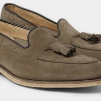 Mens Camel Suede Handmade Tassels Loafers Slips On Moccasin Shoes - Thumbnail 1