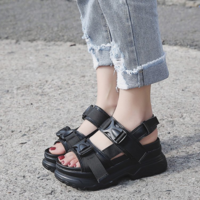 Harajuku Retro Chic Black and White Fashion Sandals - Thumbnail 6