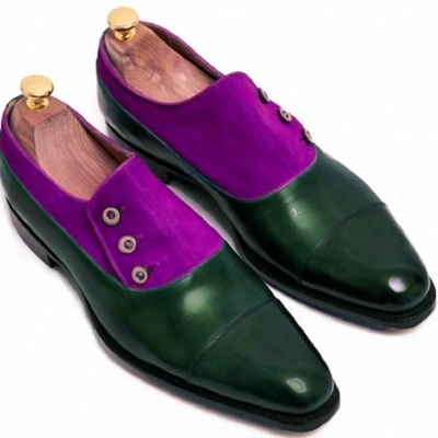 Quick finds two tone patina button moccasin style real suede leather dress shoes