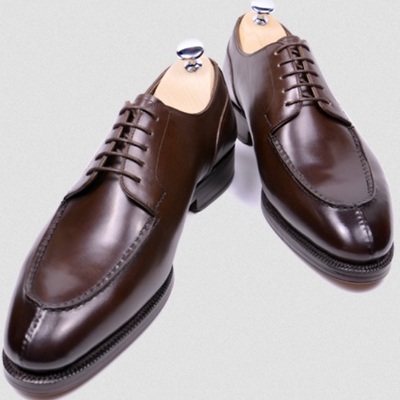 Men's handmade genuine leather formal cap toe dress shoes, lace up dress shoes