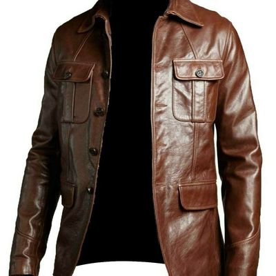 Men's motorcycle blazer coat real genuine real leather jacket