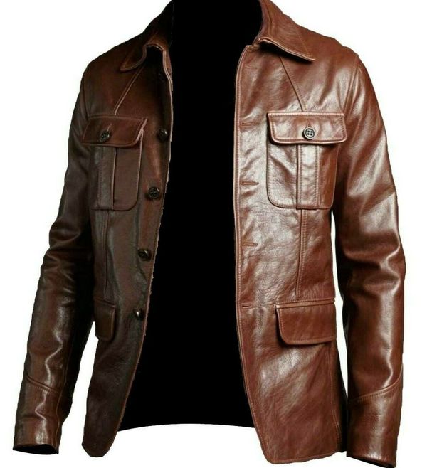 Men's Motorcycle Blazer Coat Real Genuine Real Leather Jacket