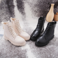 Side Zip Lace Up Platform Boots - Thumbnail 3