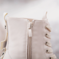 Side Zip Lace Up Platform Boots - Thumbnail 4
