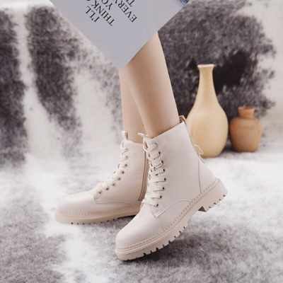 Side zip lace up platform boots - Thumbnail 4
