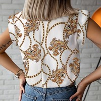 Chain Short Sleeve Printed Shirt Top - Thumbnail 2