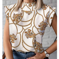 Chain Short Sleeve Printed Shirt Top - Thumbnail 1