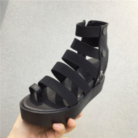 Retro Gothic Black Gladiator Sandals - Thumbnail 1