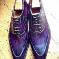 New men's handmade leather lace up patina oxford shoes, custom shoes for men - Thumbnail 1