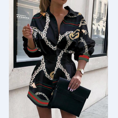 Casual sexy printed long sleeve dress - Thumbnail 4