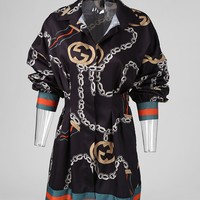 Casual Sexy Printed Long Sleeve Dress - Thumbnail 3