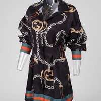 Casual Sexy Printed Long Sleeve Dress - Thumbnail 4