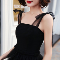 Black tulle short prom dress party dress - Thumbnail 1